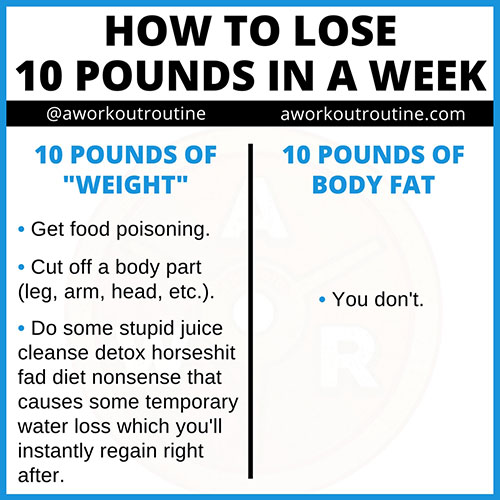 10 pounds of weight vs body fat.